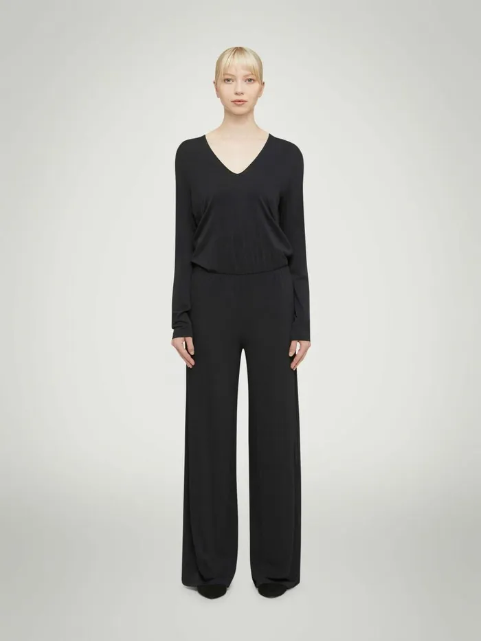 Crepe Jersey Jumpsuit Black Women Wolford Trousers and Jumpsuits