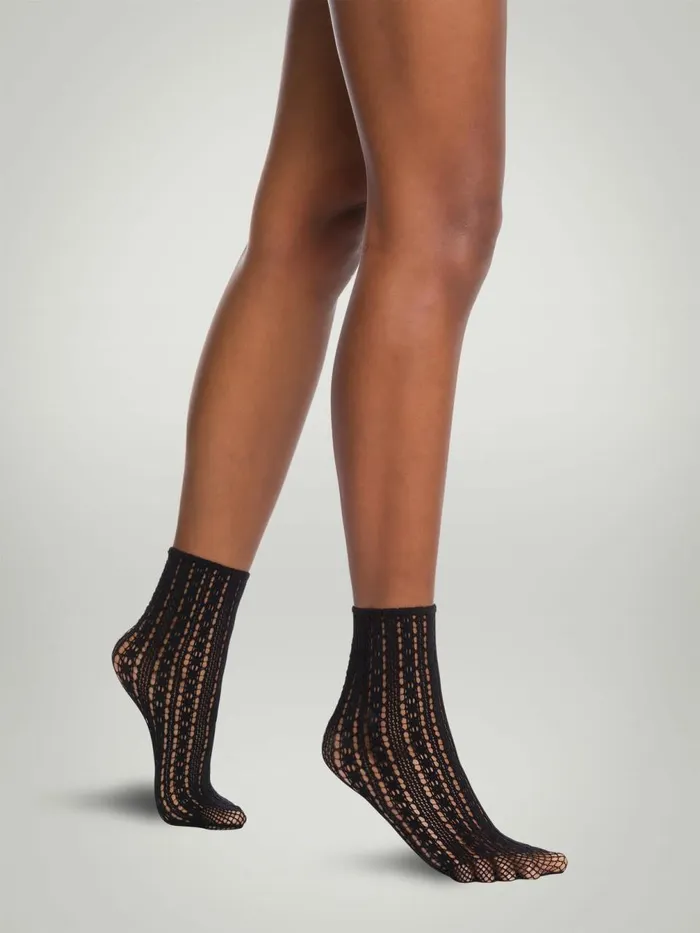 Crochet Net Socks Black Women Wolford Socks