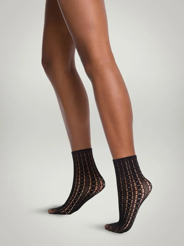 Crochet Net Socks Black Women Wolford Socks