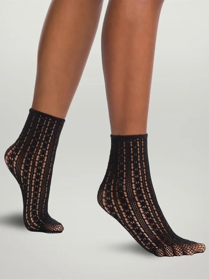 Crochet Net Socks Black Women Wolford Socks