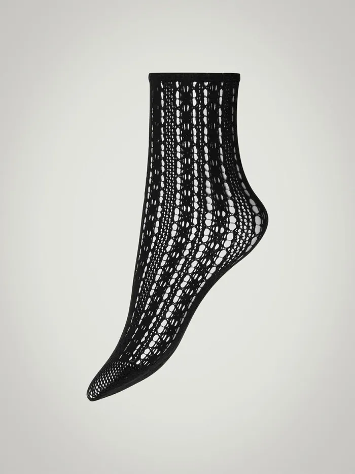 Crochet Net Socks Black Women Wolford Socks
