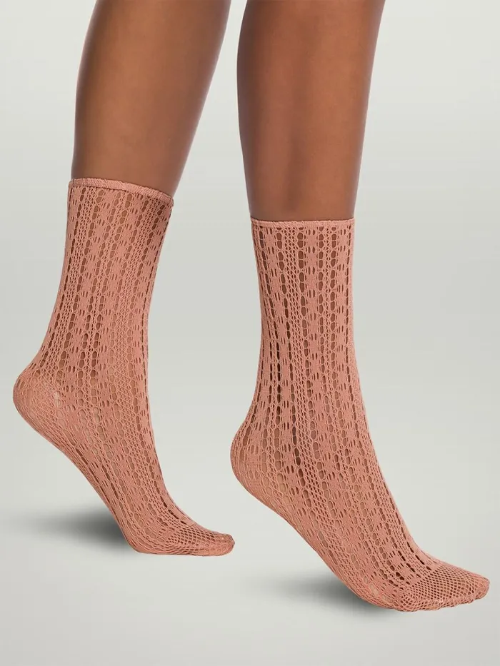 Crochet Net Socks Caramel Women Wolford Socks