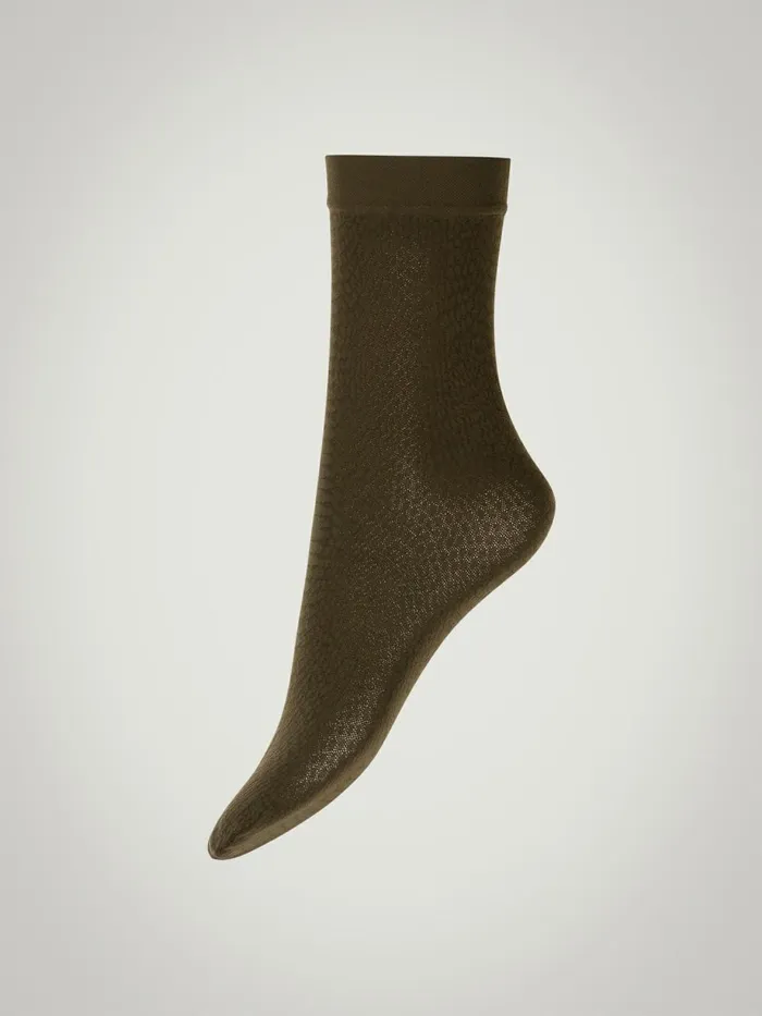 Croco Jacquard Socks Dark Earth Green Women Wolford Socks