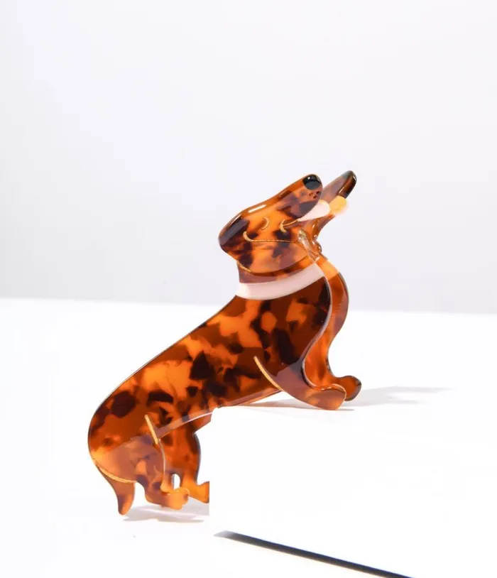 Dachshund Acrylic Hair Claw Accessories Unique Vintage Beauty