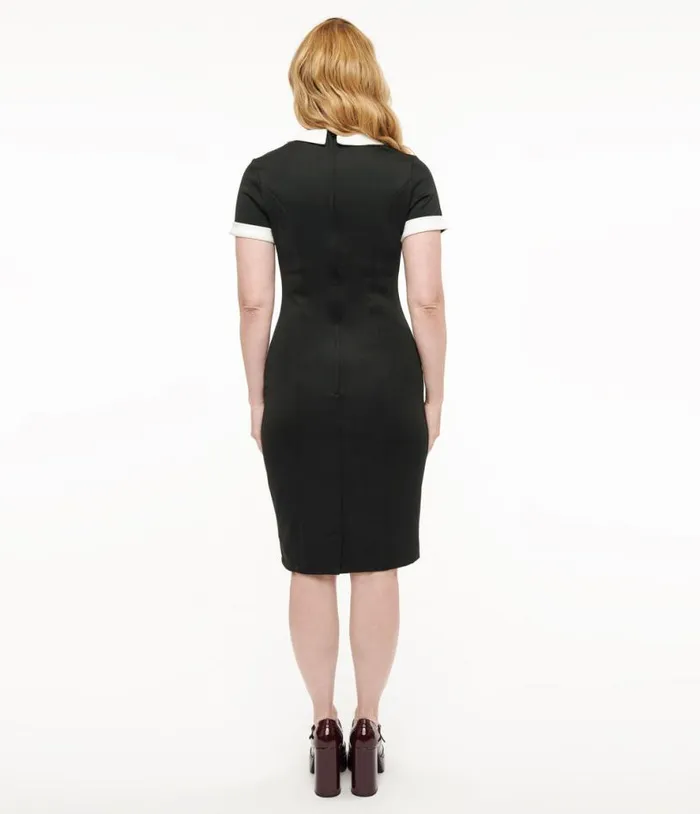 Dolly and Dotty 1950s Black and White Toni Wiggle Dress DressesPlus Unique Vintage Pencil