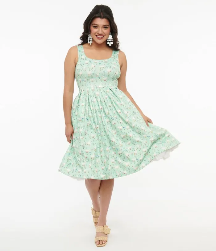 Dolly and Dotty 1950s Mint Green Duck Print Amanda Swing Dress DressesPlus Unique Vintage Pocket Dresses Dolly and Dotty 1950s Mint Green Duck Print Amanda Swing Dress DressesPlus Unique Vintage Pocket Dresses