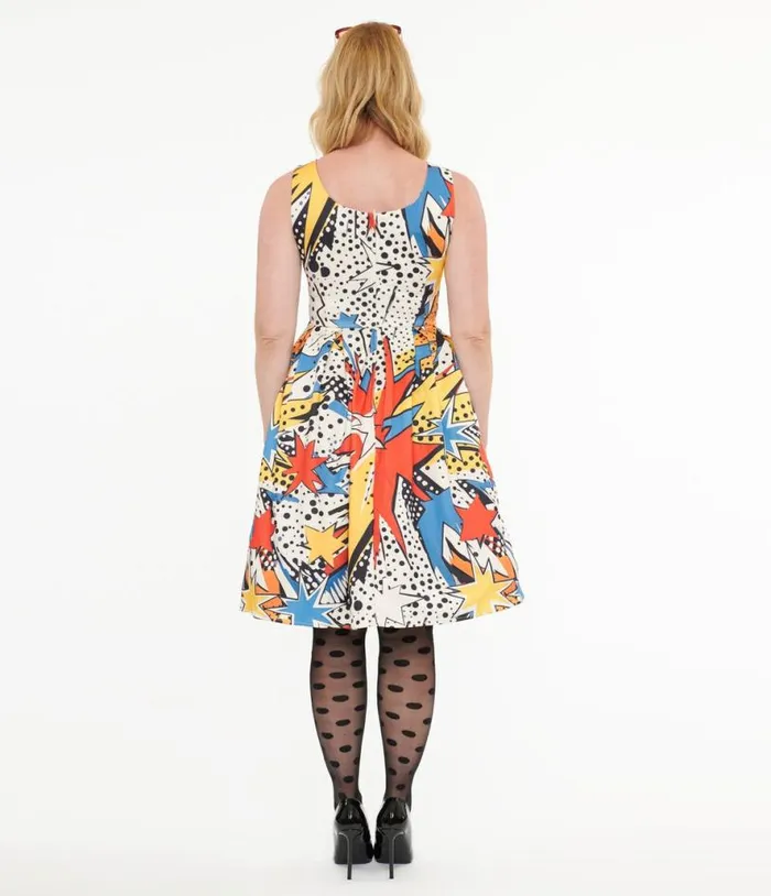 Dolly and Dotty 1950s Pop Art Explosion Amanda Swing Dress DressesPlus Unique Vintage Pocket Dresses