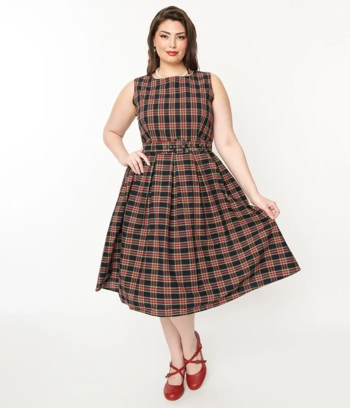 Dolly and Dotty Black and Red Plaid Annie Swing Dress DressesPlus Unique Vintage Pocket Dresses Dolly and Dotty Black and Red Plaid Annie Swing Dress DressesPlus Unique Vintage Pocket Dresses