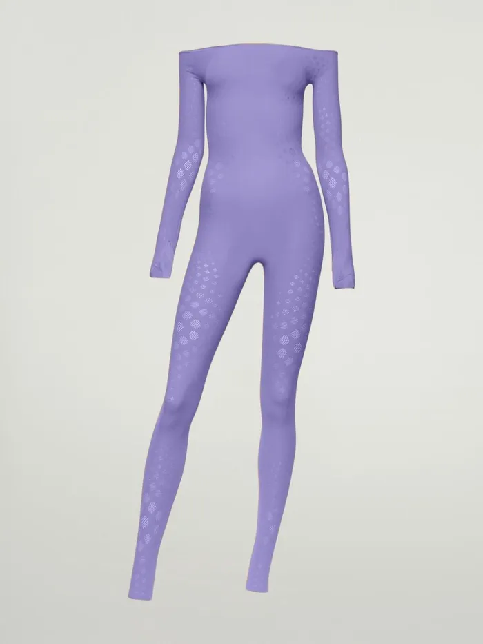 Dots Illusion Net Jumpsuit Ultra Violet Women Wolford Trousers and Jumpsuits