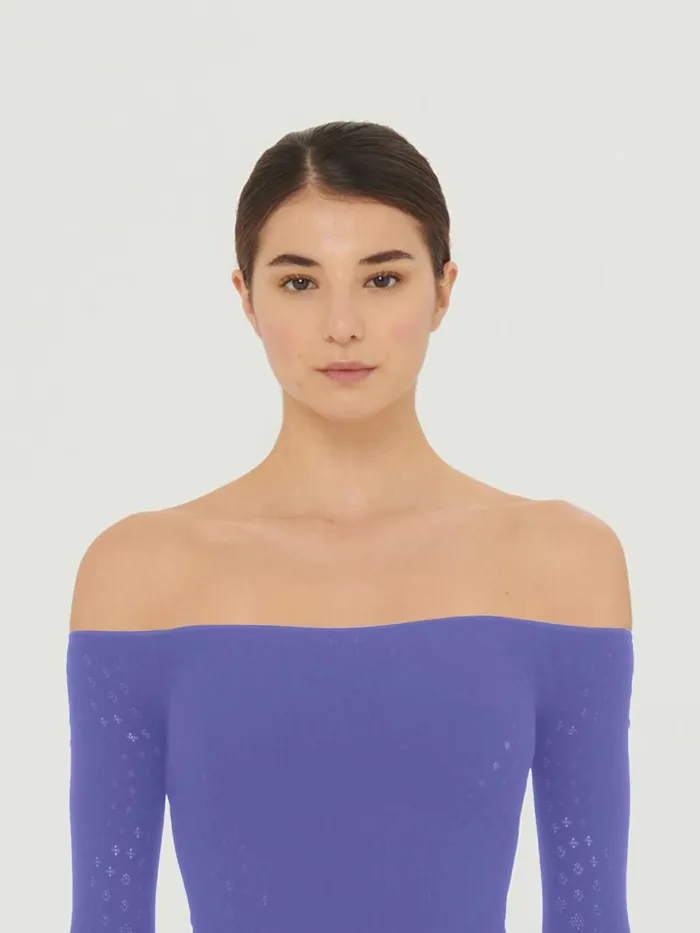 Dots Illusion Net Jumpsuit Ultra Violet Women Wolford Trousers and Jumpsuits