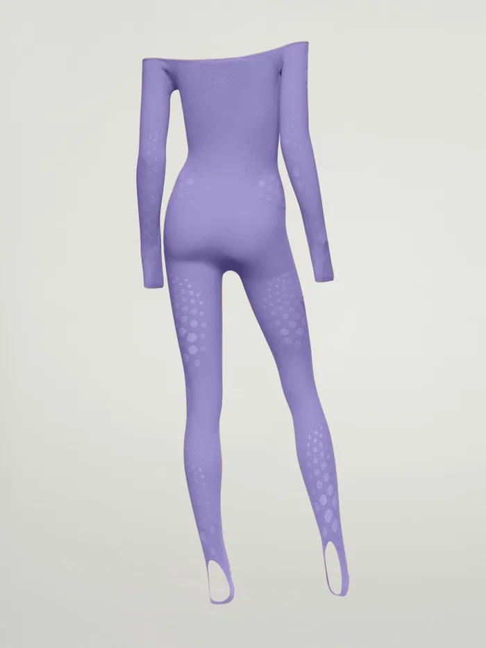 Dots Illusion Net Jumpsuit Ultra Violet Women Wolford Trousers and Jumpsuits