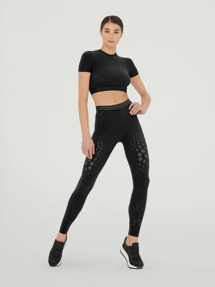 Dots Illusion Net Leggings Black Women Wolford Athleisure Leggings