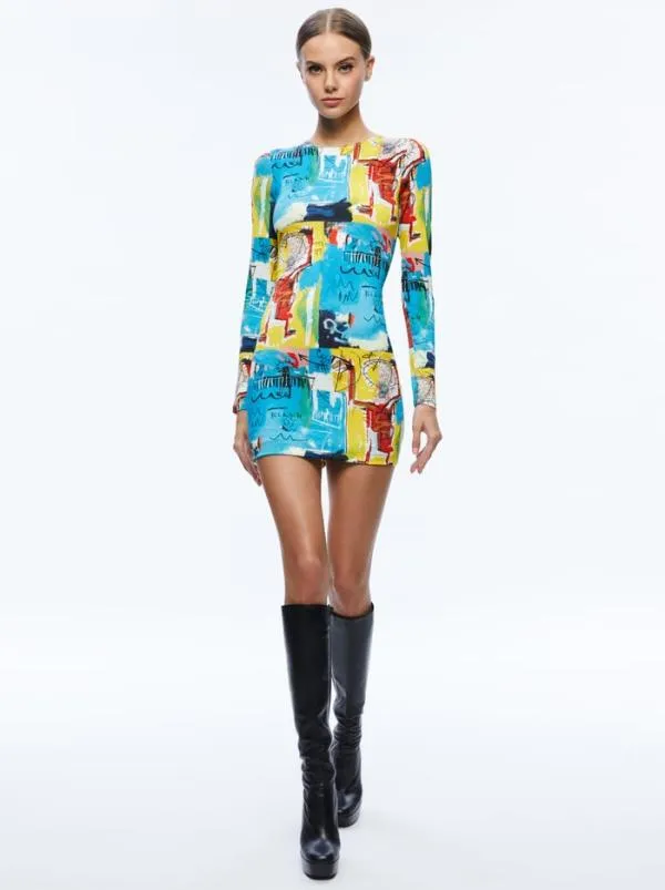 Dresses Women Alice Olivia AO X BASQUIAT DELORA MINI DRESS Untitled