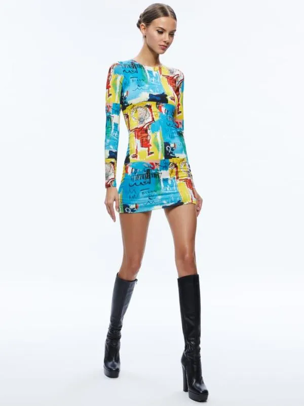 Dresses Women Alice Olivia AO X BASQUIAT DELORA MINI DRESS Untitled