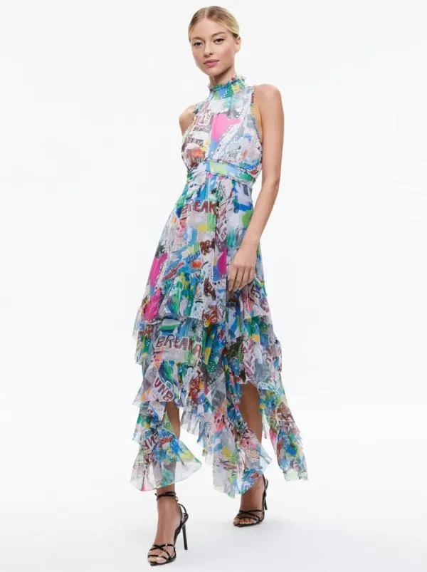 Dresses Women Alice Olivia AO X BASQUIAT EVELYN MAXI DRESS Unbreakable