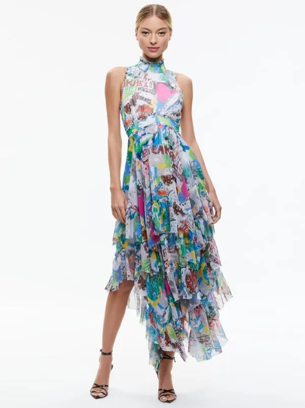 Dresses Women Alice Olivia AO X BASQUIAT EVELYN MAXI DRESS Unbreakable