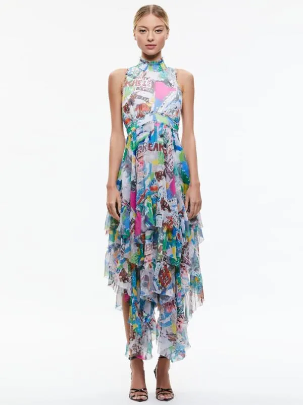 Dresses Women Alice Olivia AO X BASQUIAT EVELYN MAXI DRESS Unbreakable