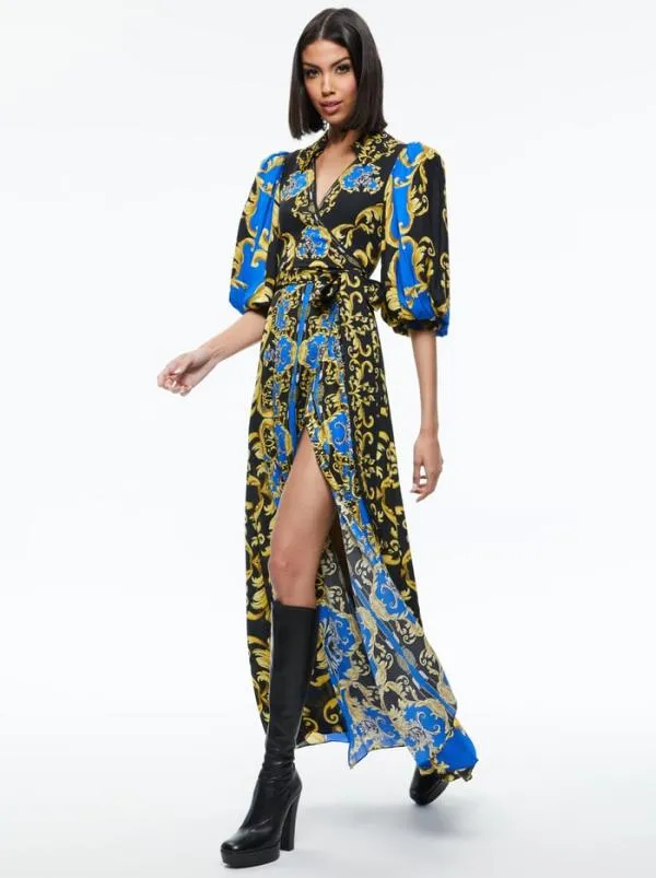 Dresses Women Alice Olivia ALISA WRAP MAXI SHIRT DRESS Regal Romance Sapphire