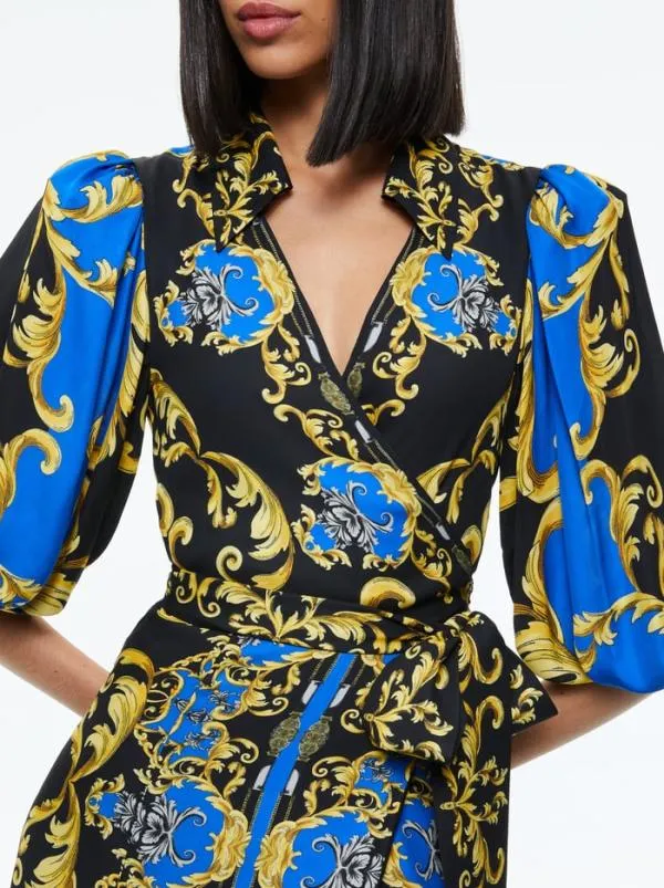 Dresses Women Alice Olivia ALISA WRAP MAXI SHIRT DRESS Regal Romance Sapphire