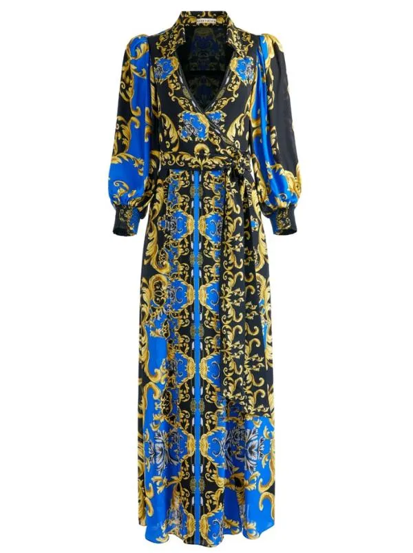 Dresses Women Alice Olivia ALISA WRAP MAXI SHIRT DRESS Regal Romance Sapphire