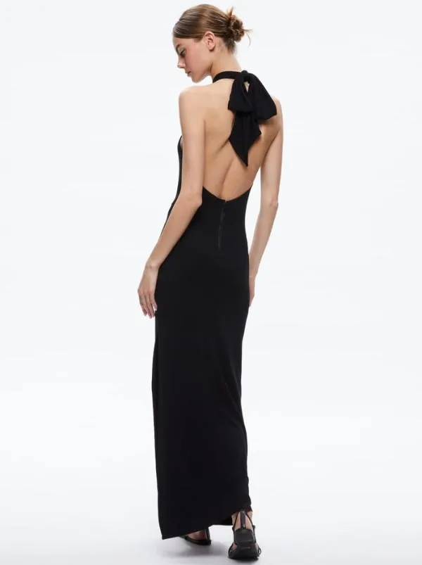 Dresses Women Alice Olivia AMAYA HALTER NECK HIGH SLIT DRESS Black