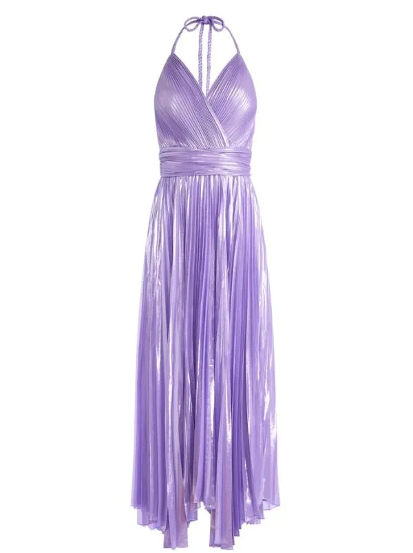 Dresses Women Alice Olivia ARISTA SLEEVELESS HALTER NECK PLEATED MAXI DRESS Solstice