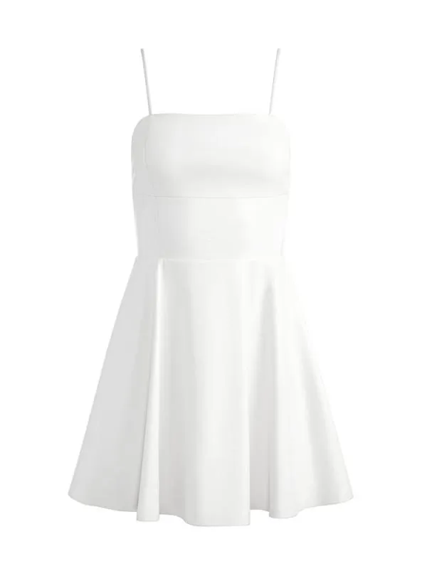 Dresses Women Alice Olivia AUTUMN VEGAN LEATHER FIT FLARE DRESS Off White