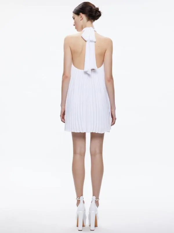 Dresses Women Alice Olivia AVIANA HALTERNECK SUNBURST PLEAT MINI DRESS White