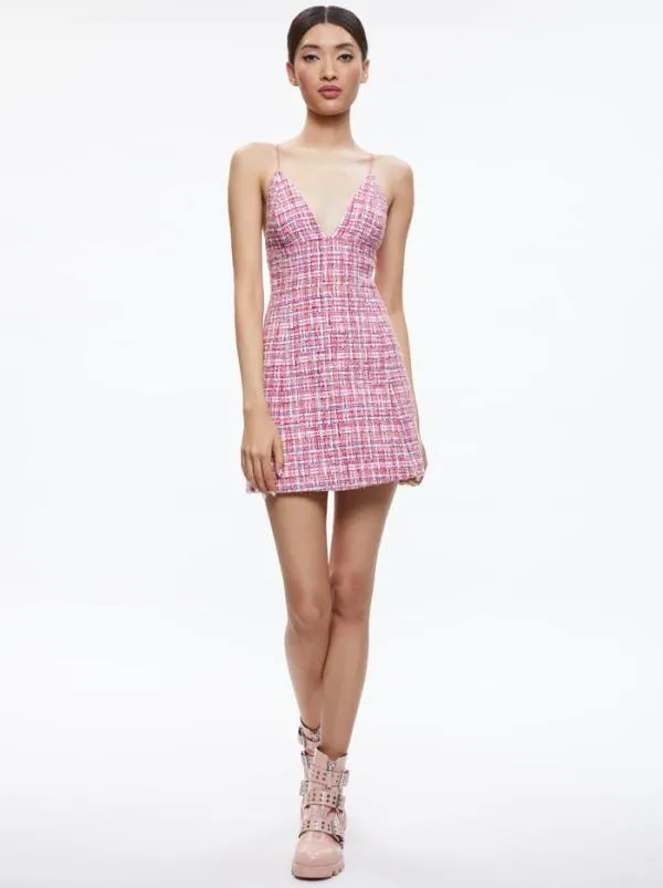 Dresses Women Alice Olivia CARLI SPAGHETTI STRAP TWEED MINI DRESS Candywhite Dresses Women Alice Olivia CARLI SPAGHETTI STRAP TWEED MINI DRESS Candywhite