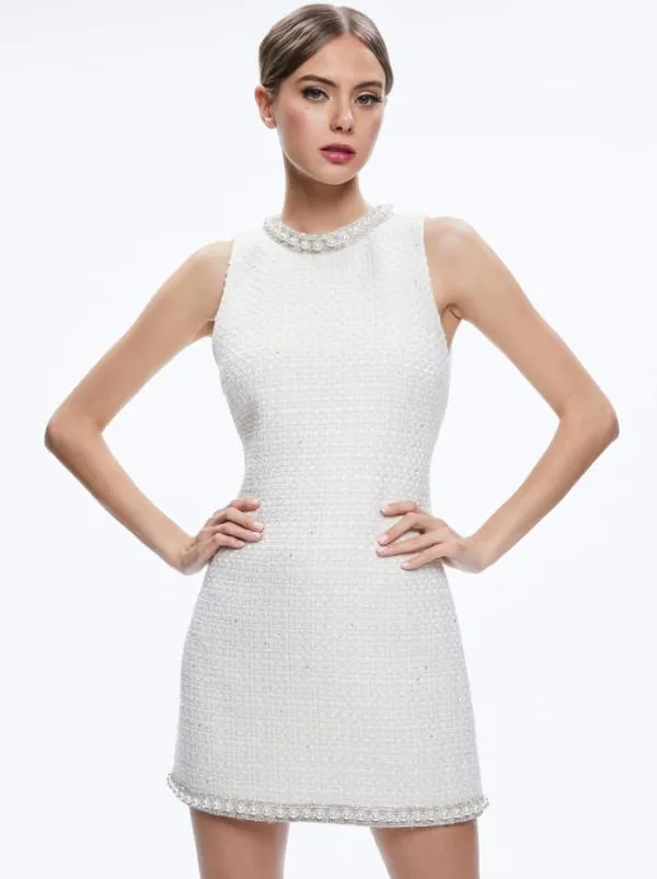 Dresses Women Alice Olivia COLEY EMBELLISHED MINI DRESS Off White