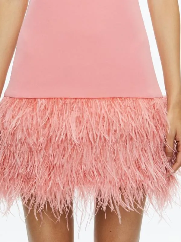 Dresses Women Alice Olivia COLEY FEATHER TRIM DRESS Rose