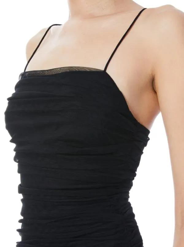 Dresses Women Alice Olivia CRUZ SPAGHETTI STRAP MINI RUCHED DRESS Black