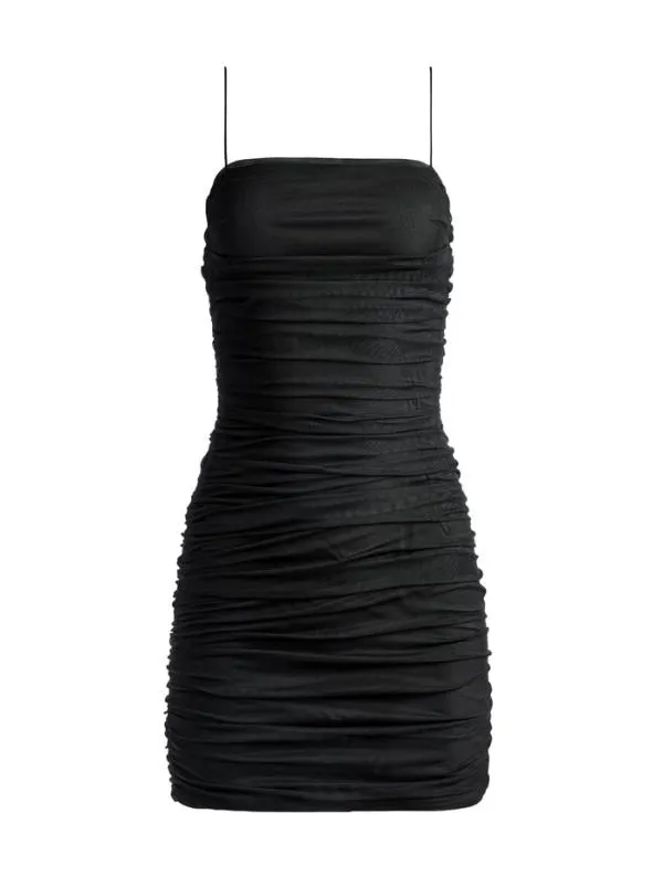 Dresses Women Alice Olivia CRUZ SPAGHETTI STRAP MINI RUCHED DRESS Black