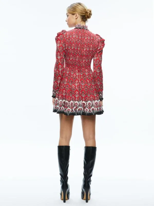 Dresses Women Alice Olivia ELVIRA SMOCKED BODICE MINI DRESS Allure Medallion