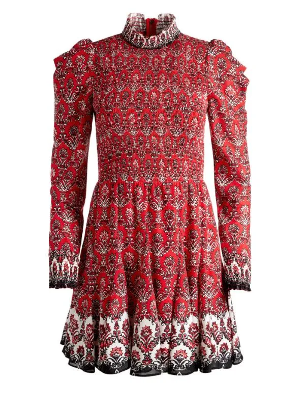 Dresses Women Alice Olivia ELVIRA SMOCKED BODICE MINI DRESS Allure Medallion