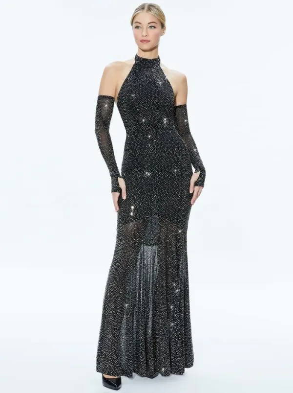 Dresses Women Alice Olivia FABIOLA EMBELLISHED HALTER NECK GOWN Blackgunmetal Dresses Women Alice Olivia FABIOLA EMBELLISHED HALTER NECK GOWN Blackgunmetal