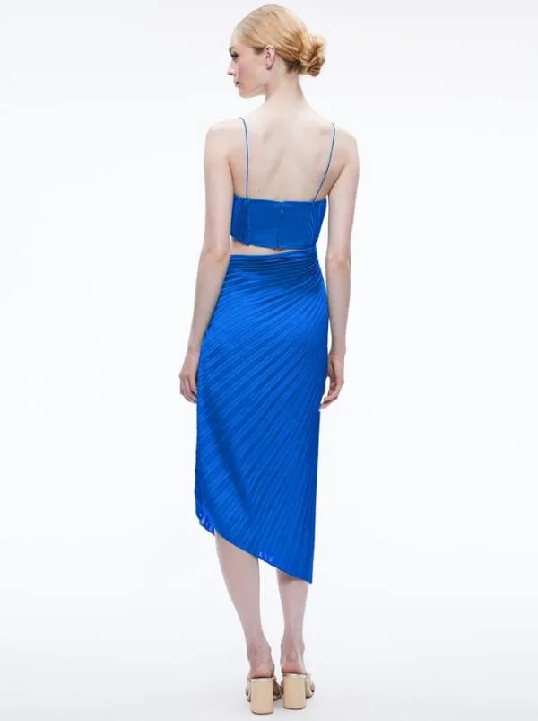 Dresses Women Alice Olivia FAYETH SPAGHETTI STRAP ASYMMETRICAL MIDI DRESS Sapphire