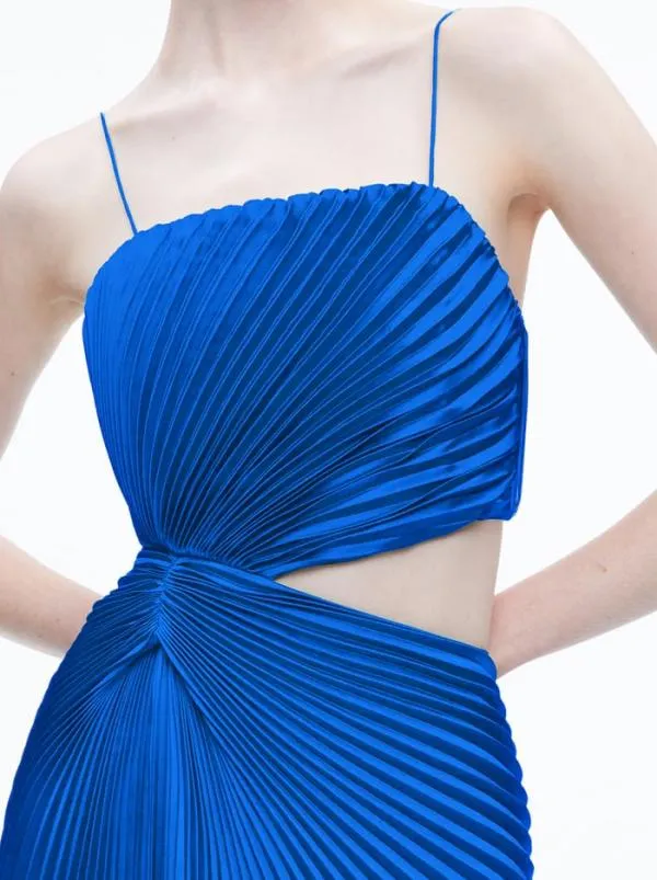 Dresses Women Alice Olivia FAYETH SPAGHETTI STRAP ASYMMETRICAL MIDI DRESS Sapphire