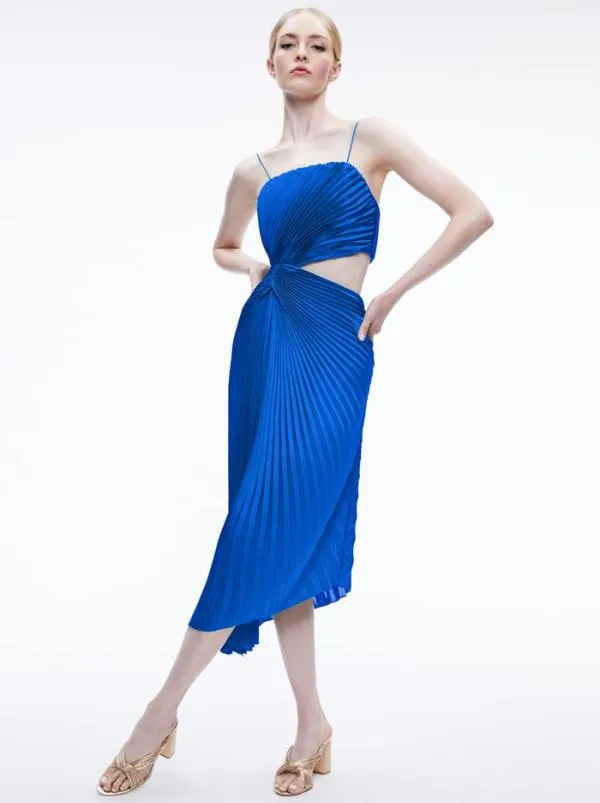 Dresses Women Alice Olivia FAYETH SPAGHETTI STRAP ASYMMETRICAL MIDI DRESS Sapphire