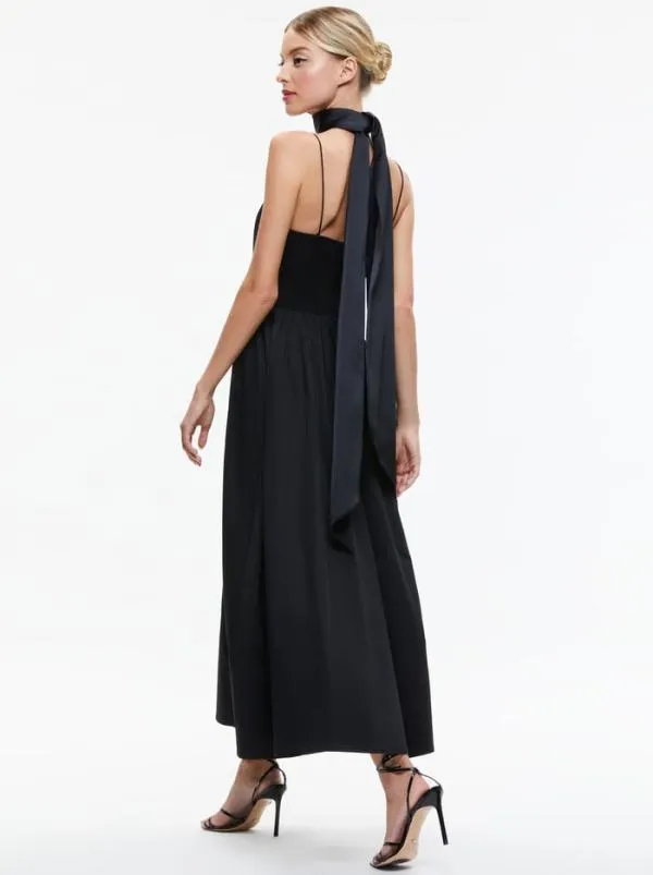 Dresses Women Alice Olivia GLYNIS SPAGHETTI STRAP SCARF MIDI DRESS Black
