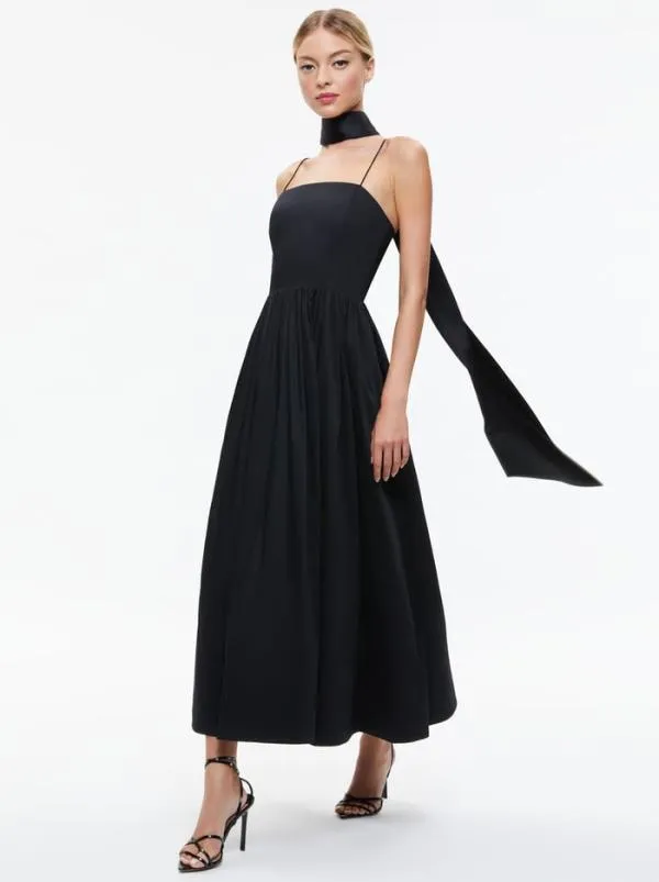 Dresses Women Alice Olivia GLYNIS SPAGHETTI STRAP SCARF MIDI DRESS Black