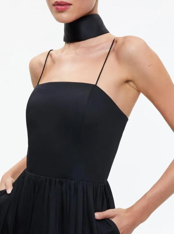 Dresses Women Alice Olivia GLYNIS SPAGHETTI STRAP SCARF MIDI DRESS Black
