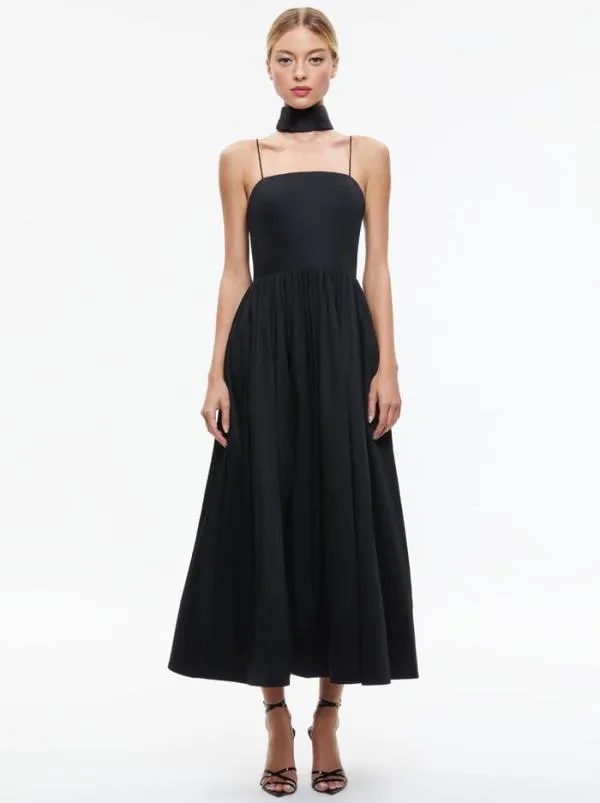 Dresses Women Alice Olivia GLYNIS SPAGHETTI STRAP SCARF MIDI DRESS Black