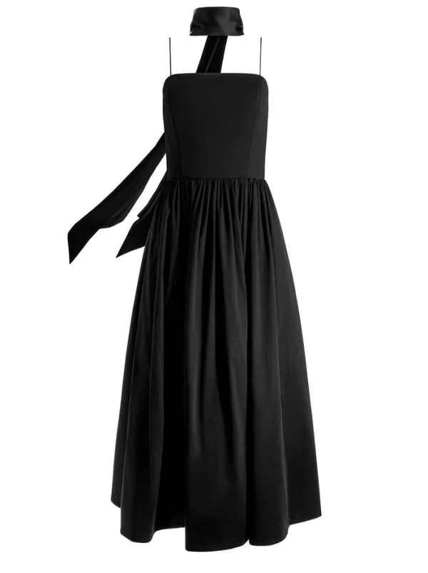 Dresses Women Alice Olivia GLYNIS SPAGHETTI STRAP SCARF MIDI DRESS Black