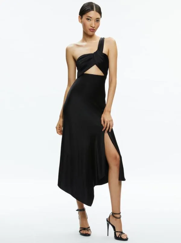 Dresses Women Alice Olivia HARMONY TWIST FRONT MIDI DRESS Black