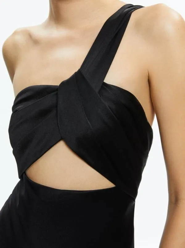 Dresses Women Alice Olivia HARMONY TWIST FRONT MIDI DRESS Black