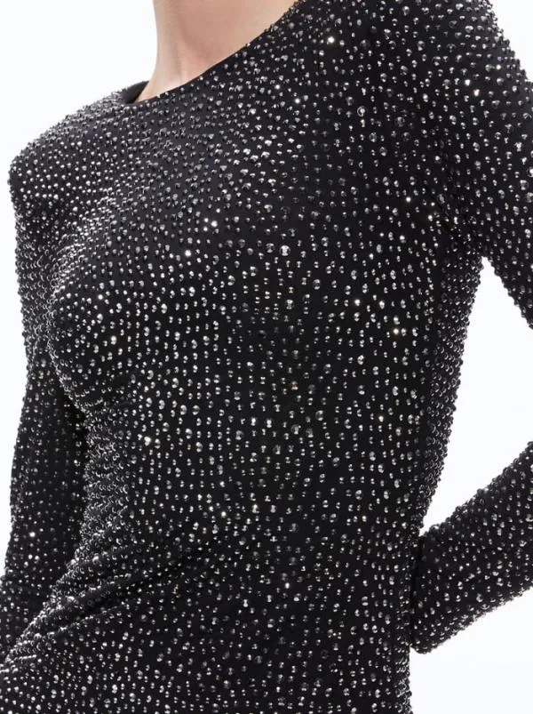 Dresses Women Alice Olivia INKA CRYSTAL EMBELLISHED MINI DRESS Blackgunmetal
