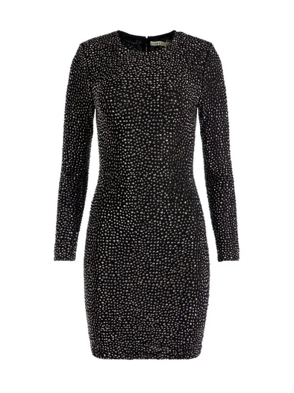 Dresses Women Alice Olivia INKA CRYSTAL EMBELLISHED MINI DRESS Blackgunmetal