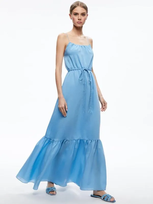 Dresses Women Alice Olivia JAYDA SCOOP NECK BELTED MAXI DRESS Oxford Blue