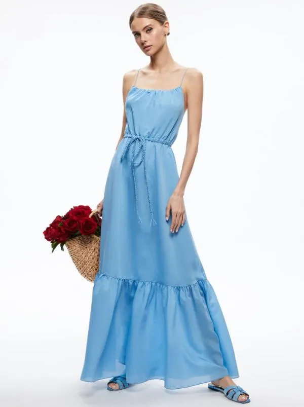 Dresses Women Alice Olivia JAYDA SCOOP NECK BELTED MAXI DRESS Oxford Blue